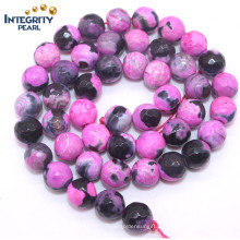 Size 6 8 10 12mm Gemstone Loose Strands Facted Red with Black Natual Ruby Agate Stones